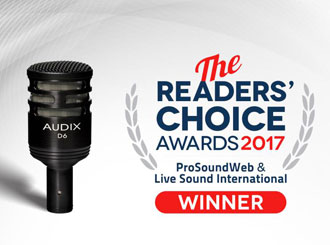 Mikrofon Audix D6 vítězem Readers Choice Awards 2017